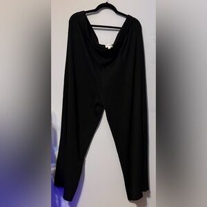 Black Ribbed Wide-Leg Pants — Flowing Everyday Ease